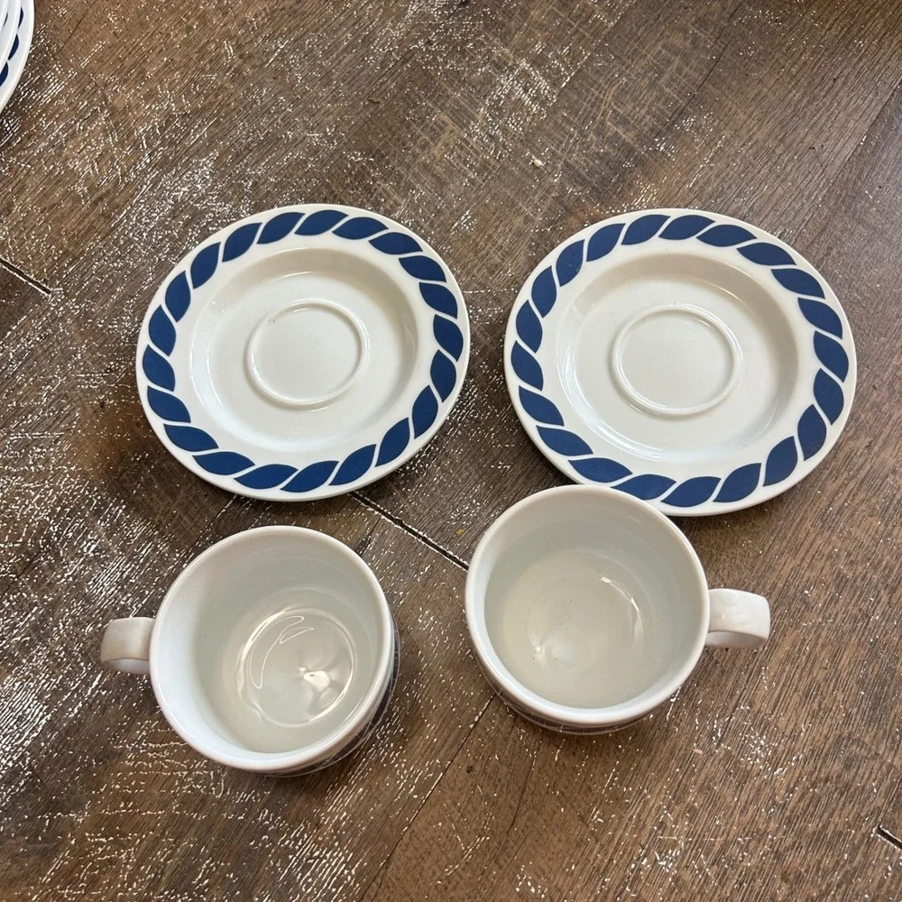 Mikasa Bob Van Allen 2 Nautilus Blue Rope Stone China Cup Saucer Set L9152 Japan